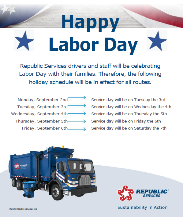 Republic Services Labor Day 2024 Schedule