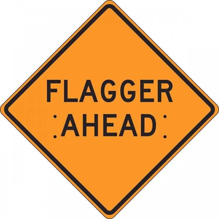 Flagger Ahead Sign
