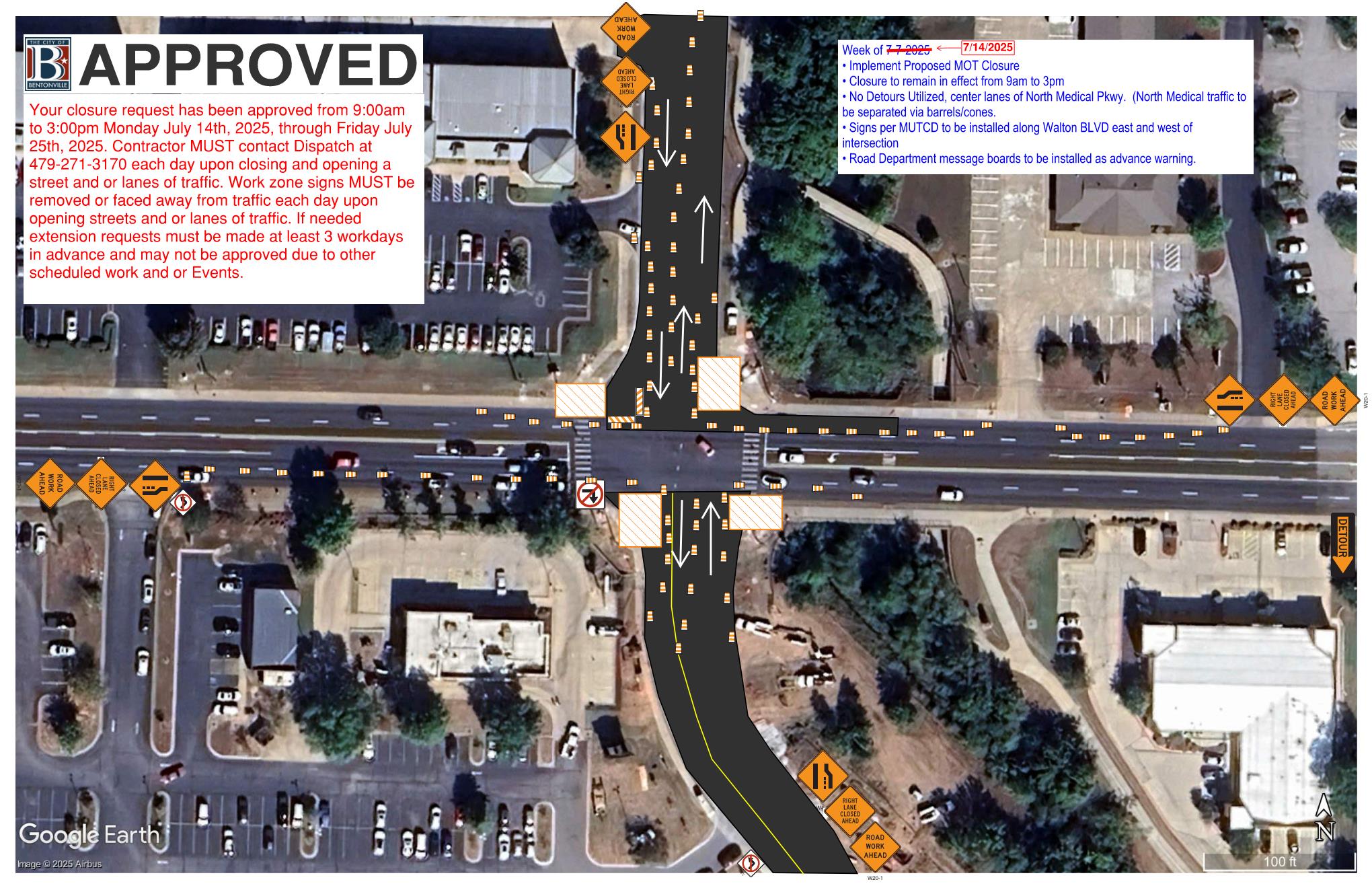 Closure Site Map - Walton and Medical Parkway (JPG)